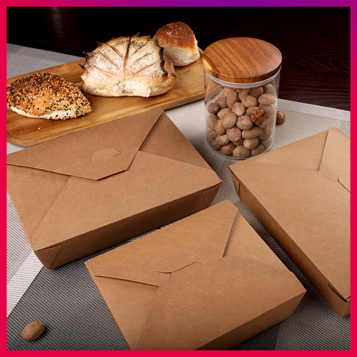 牛卡食品级立体打包盒一次性便当沙拉饭盒牛皮纸加厚快餐盒长方形