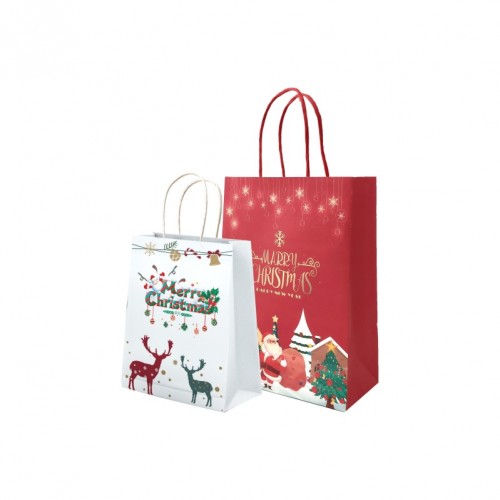 现货圣诞节礼品纸袋 圣诞老人牛皮纸手提袋精美卡通礼物袋圣诞袋