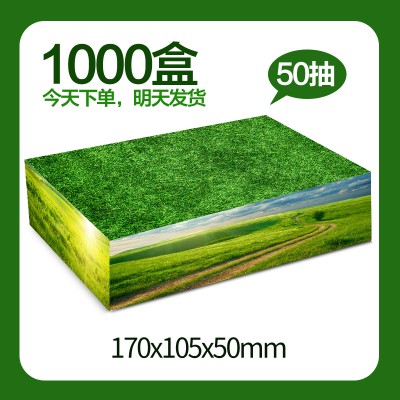 一千盒170x105x50mm2层50抽300克白卡单面光膜1000盒广告抽纸盒